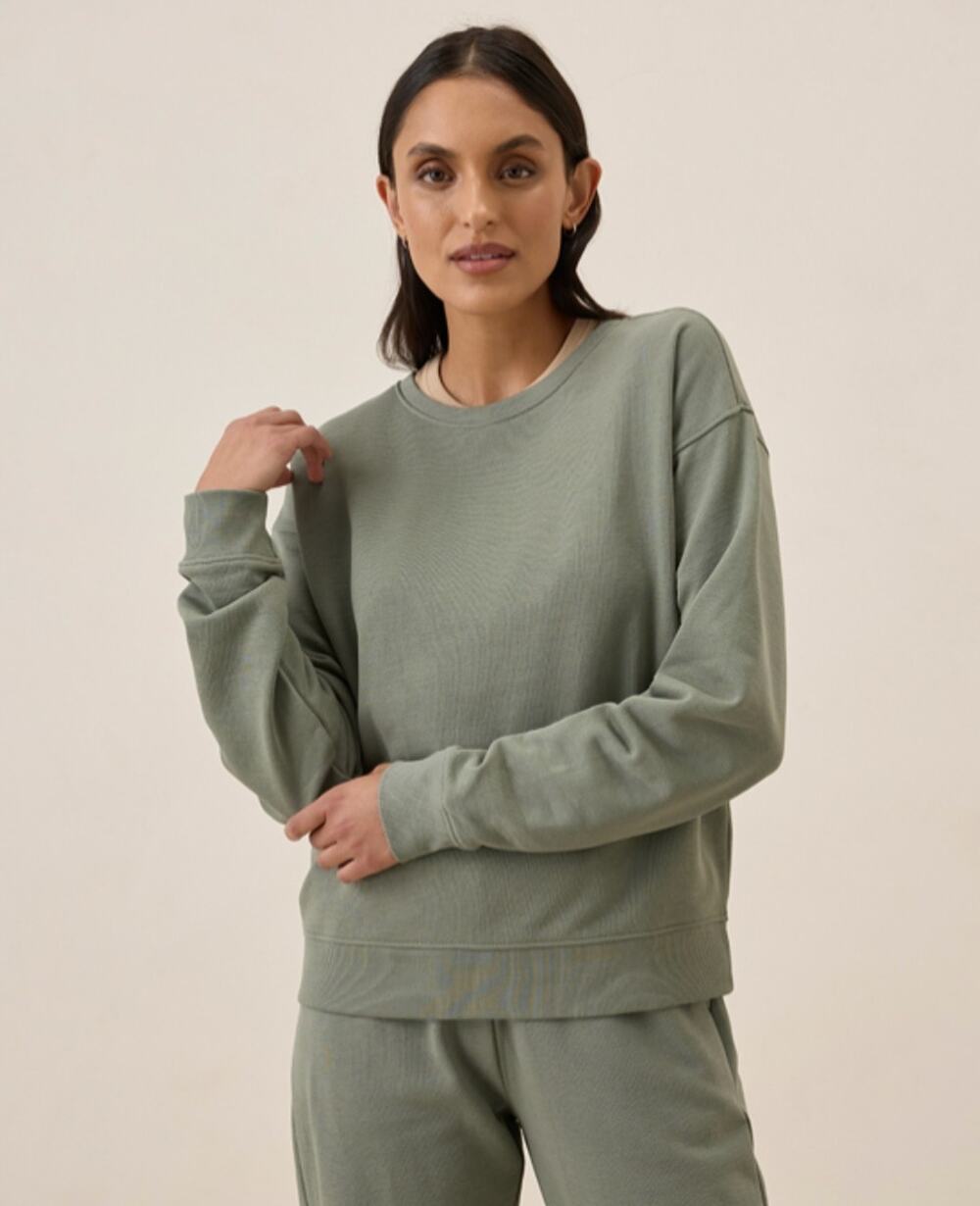 Pact Organic Cotton Green Cloud Knit Sweatshirt Small